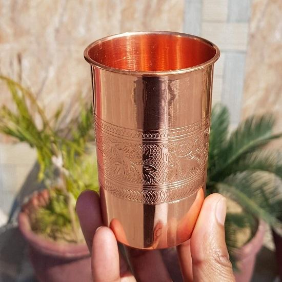 @ Copper Small Tumbler For Serving & Drinking Water Set Of 4 300ml