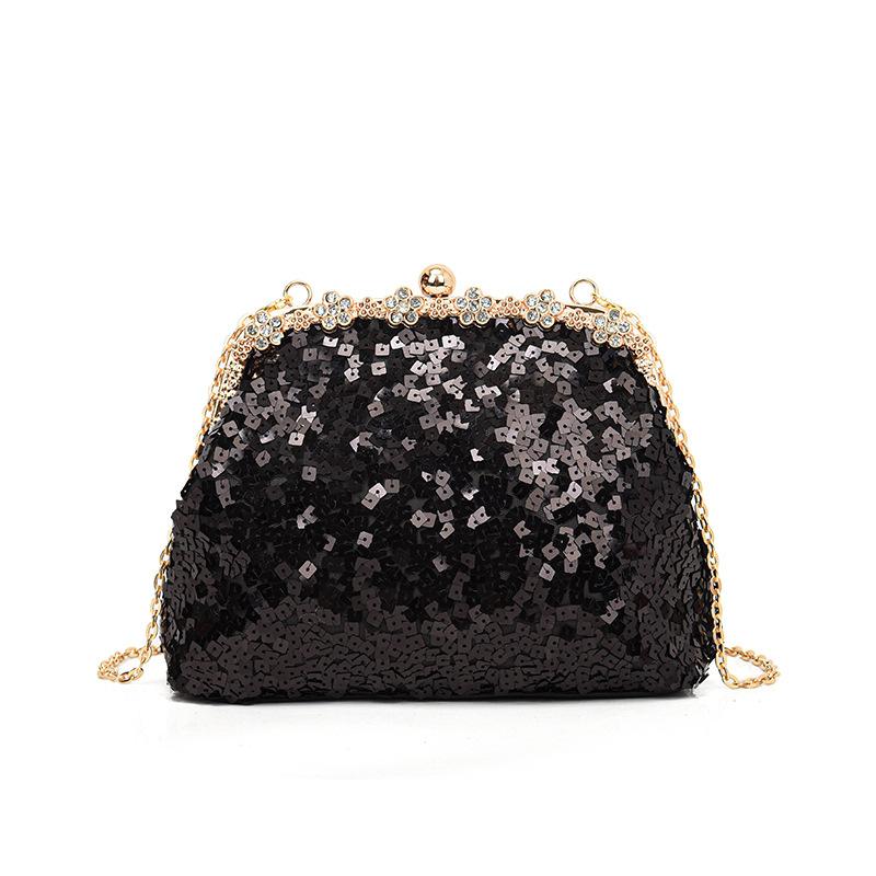 European and American Sequined Dinner Bags Spring and Summer New 2025 Fashionable Retro Texture Shoulder Chain Crossbody Small Square Bag Women