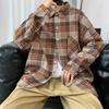 Men's Hong Kong Style Plaid Shirt Autumn Set - High-End Teen Cool & Handsome Outfit
