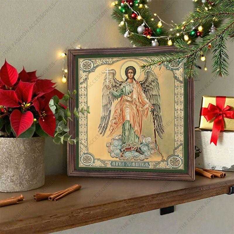 Decorative painting of Orthodox icons,Consecrated icon "The Guardian Angel",Photo frame painting,Christian Wall Art,20cm*20cm,Spiritual decor gift