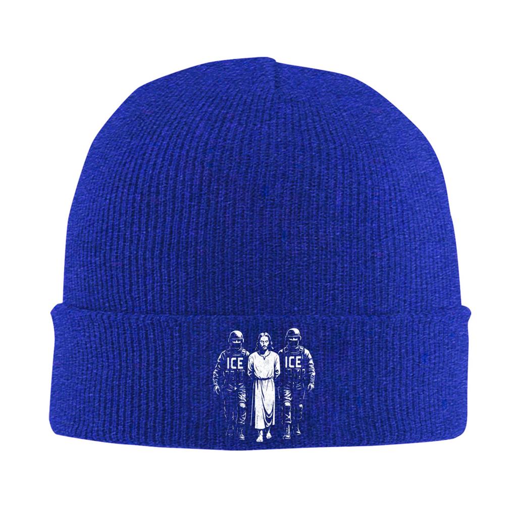 ICE Arresting Jesus Beanie Hats  Skullies Beanies Unisex Adult Trendy Warm Soft Caps Winter Gym Design Bonnet Hats