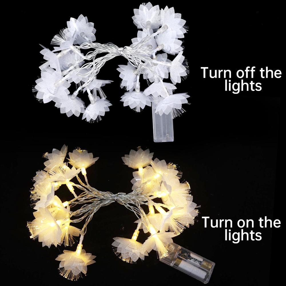 1.5/3/6M Artificial Optical fiber flower String Lights Battery Powered Fairy Lights Wedding Christmas New Year Party Garland Decor Supplies