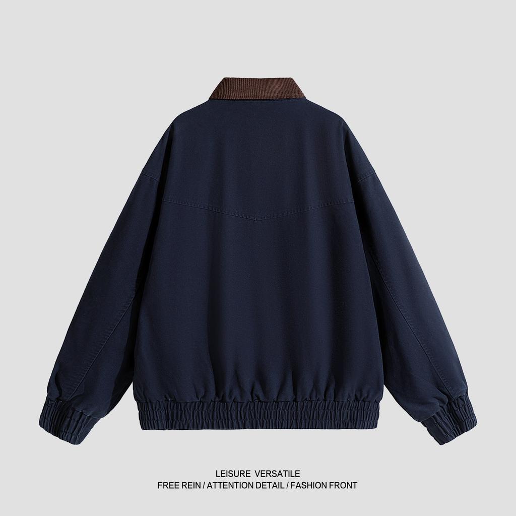 Vielseitiger Mantel Minimalistische Baumwolljacke Herren 2026 Mantel Stickerei Gewaschen und Gealtert Revers Herren Frühling und Herbst Atmungsaktive Arbeits-Freizeitjacke