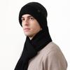 Winter Windproof Warm Knitted Hat Two-Piece Set Velvet Thick Pullover Cap Two-Color Striped Hat Scarf Set
