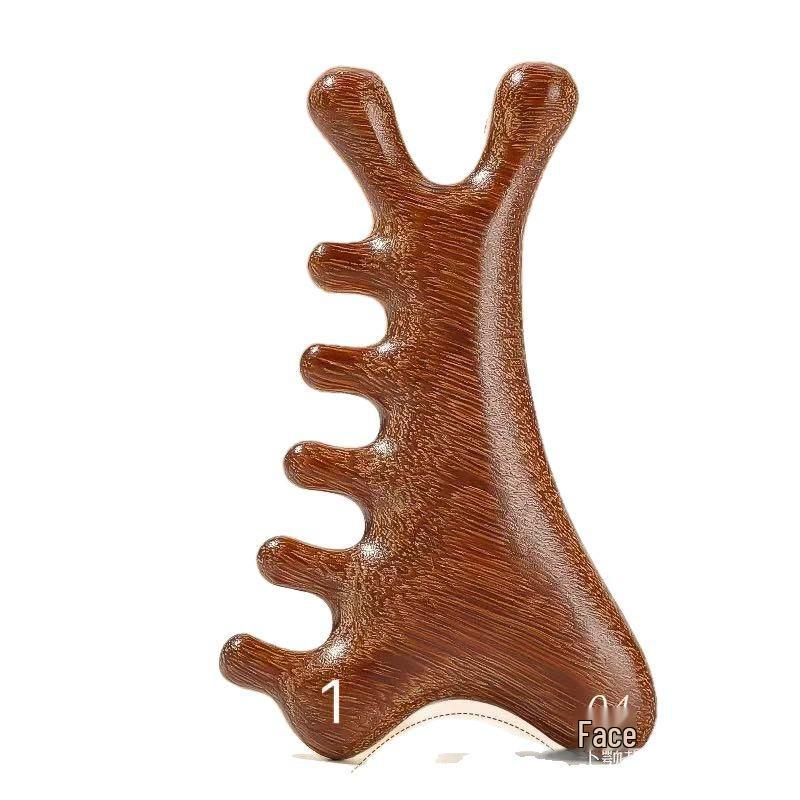 

Сандаловая многофункциональная расческа 4-в-1: Массаж головы, Терапия кожи головы, Гуа Ша и Уход за областью вокруг глаз