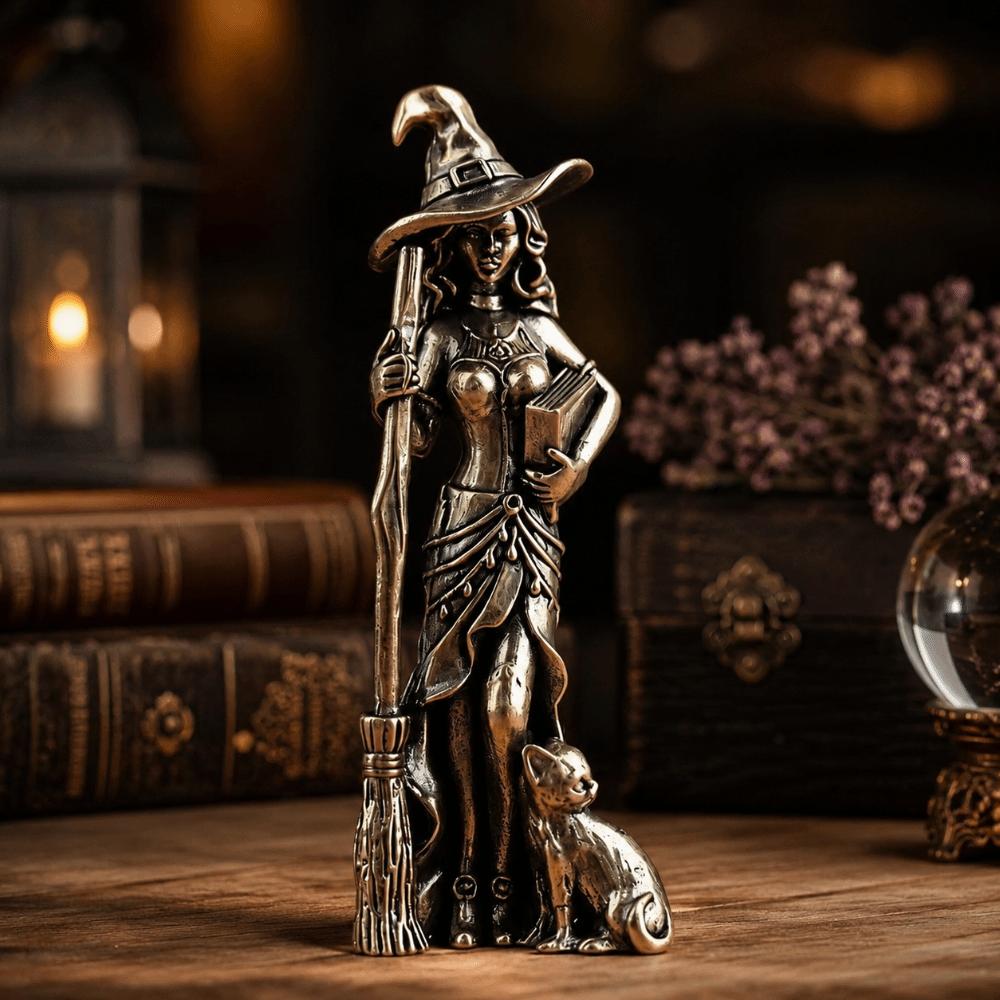 Halloween Magician Statue Vintage Magic Witch Figurine Table Decor Wizard Figurine Table