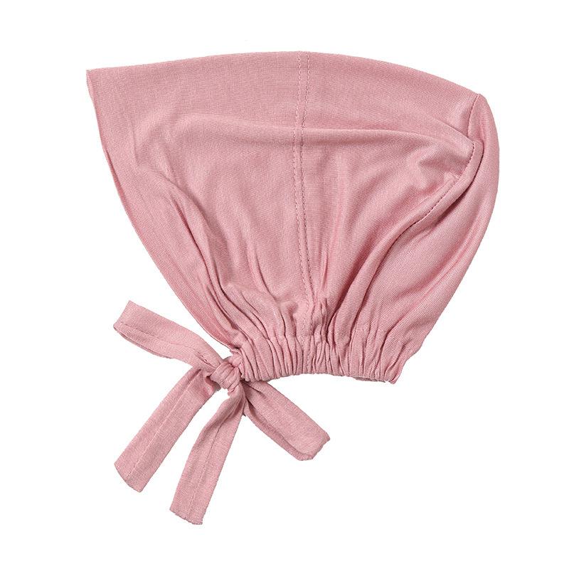 Modal Mercerized Cotton Elastic Drawstring Base Cap Solid Color Women's Hijab