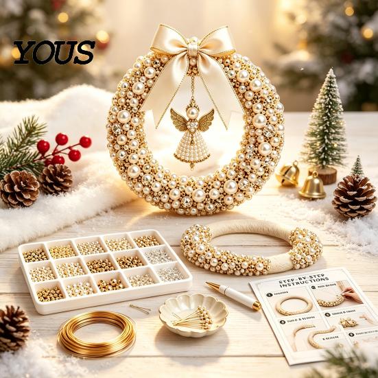 Feiertags basteln Projekte DIY Weihnachts Perlenkranz Set, Handgemachte Perlen Tür Dekoration, Perlen Girlande für Dekor Wandbehang Elegantes Bastelprojekt