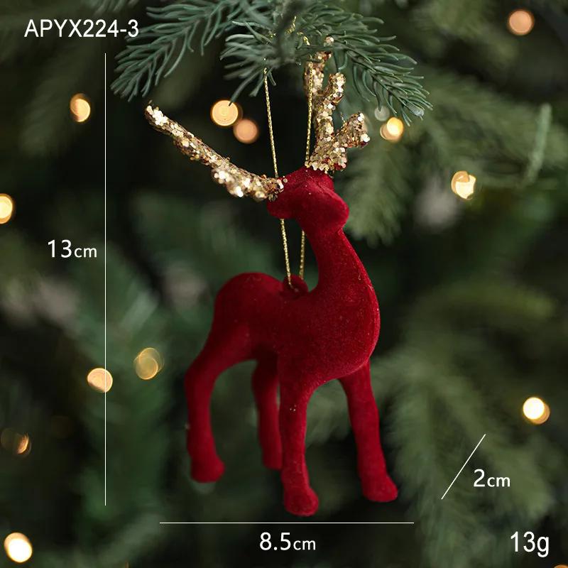 Exquisite Christmas Red Velvet Bow Snowflak Elk Bell Pendant Christmas Tree Hanging Ornament 2026 New Year Party Home Decoration