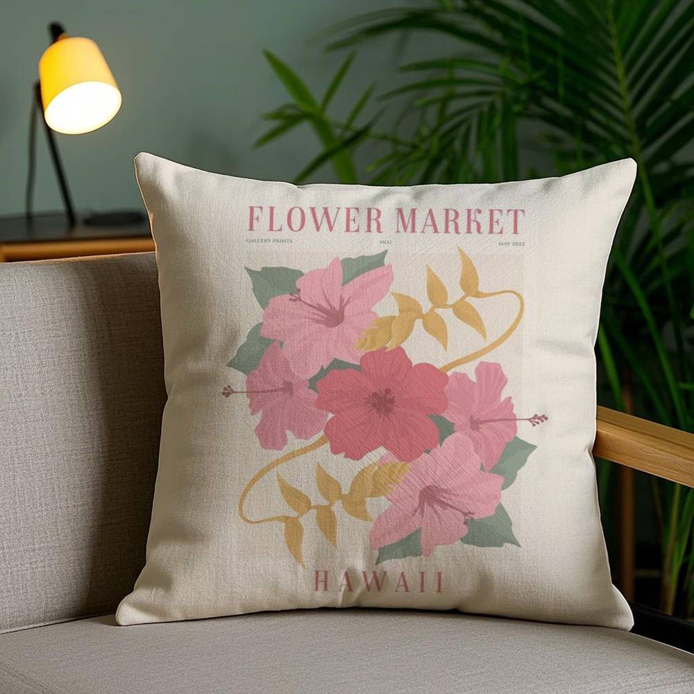 Classic Flower Market Pillow Case Plush Fabric Soft Double Sided Print Sofa Cushion Cover Throw Pillow Covers