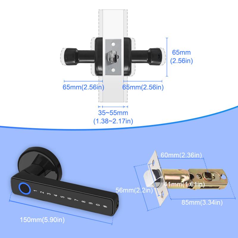 2026 New Arrival Smart Handle Lock with Tuya App Remote Control for Smart Door Lock Wood/Glass Door Aluminium Alloy for