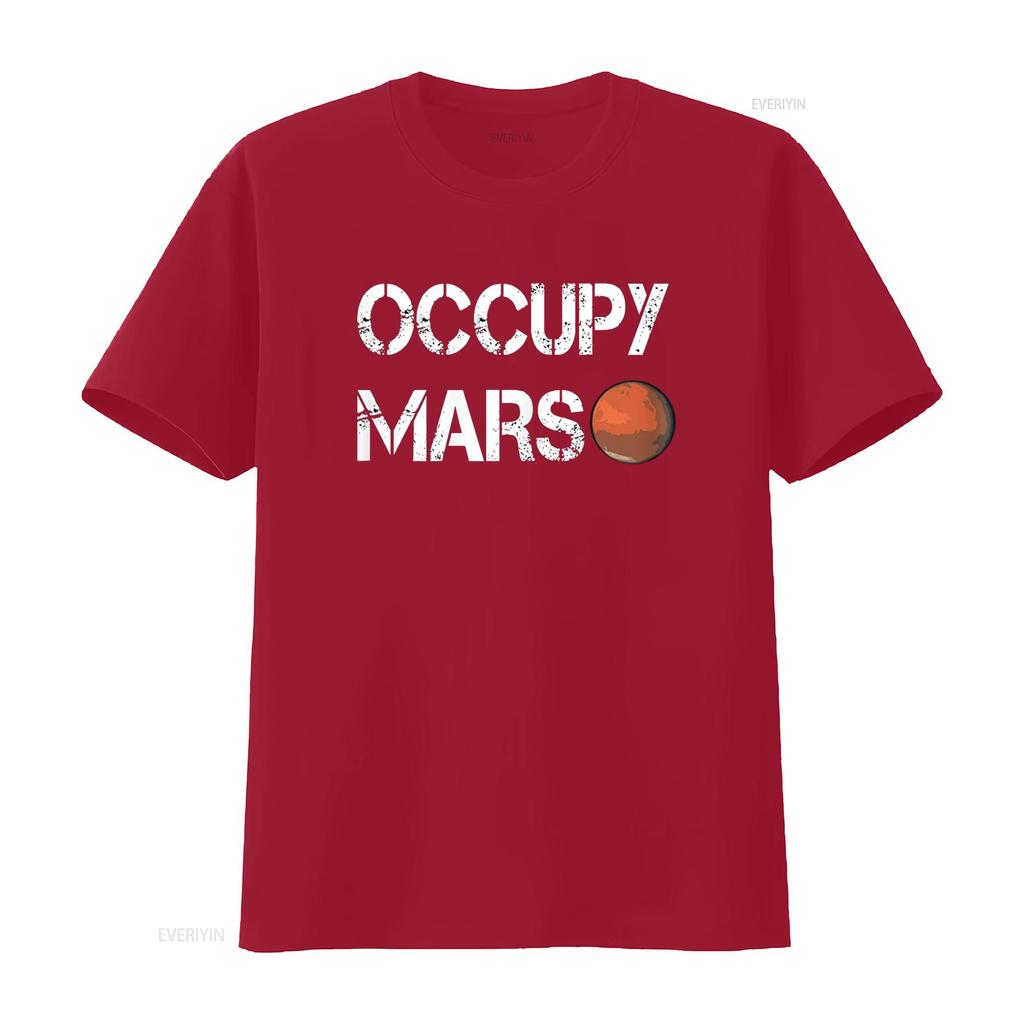 The Explorer Occupy Mars Space T Shirt vintage Washed Soft streetwear Versatile Slightly graphic Unisex homme Stylish