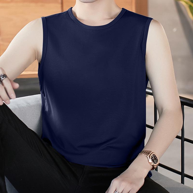 Men's Slim Korean Style V-Neck Sleeveless Vest - Casual Breathable Solid Color Youth Waistcoat