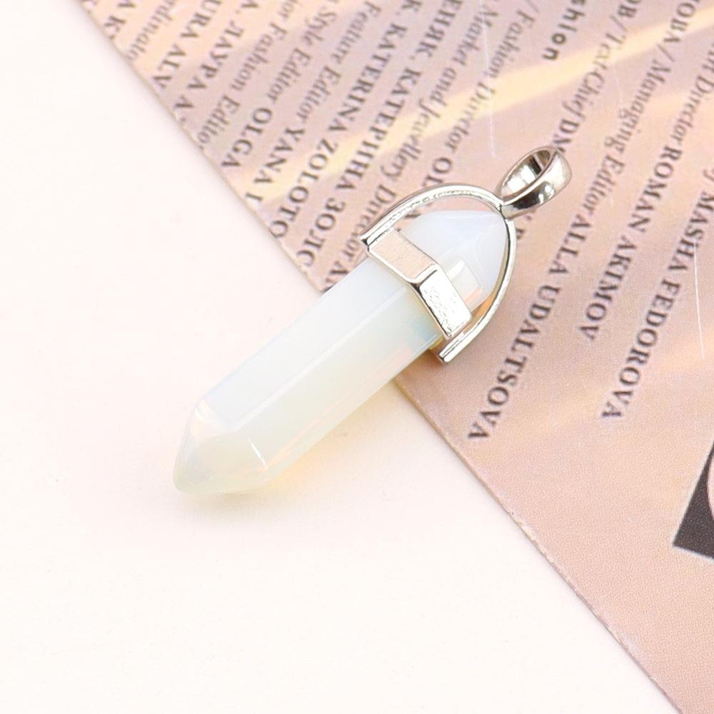 Hexagonal Column Natural Amethyst Powder Crystal Winding Hexagonal Column Pendant Handmade Bullet Necklace Jewelry N788
