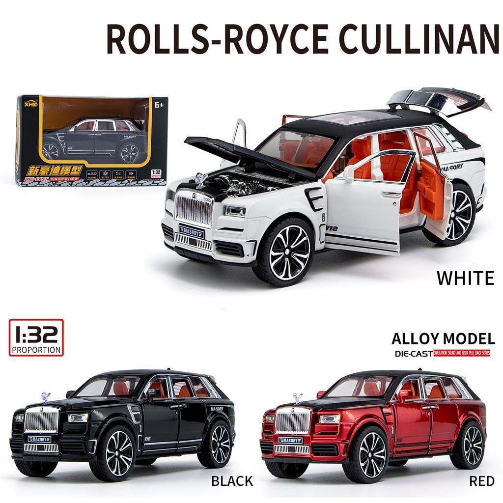 1/32 Scale Exclusive Alloy Metal Pull Back Die-cast Car CULLINAN MASORY Diecast Metal Pullback Toy Car with Openable Doors,Light Music Gifts Toy