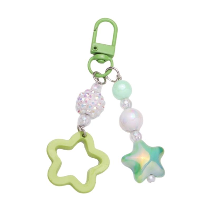 Gradient Pentagram Star Charm Keyring Backpack Decoration Handmade Pendant Keyring Fashion Bag Charm Sweet Cool Keychain
