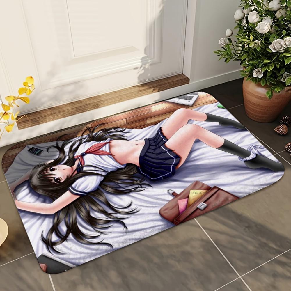 1pc Sexy Japan Anime Girl Bathroom Absorbent Mats Anti-Slip Mats Home Decor Supplies Carpets Home Kitchen Floor Mats
