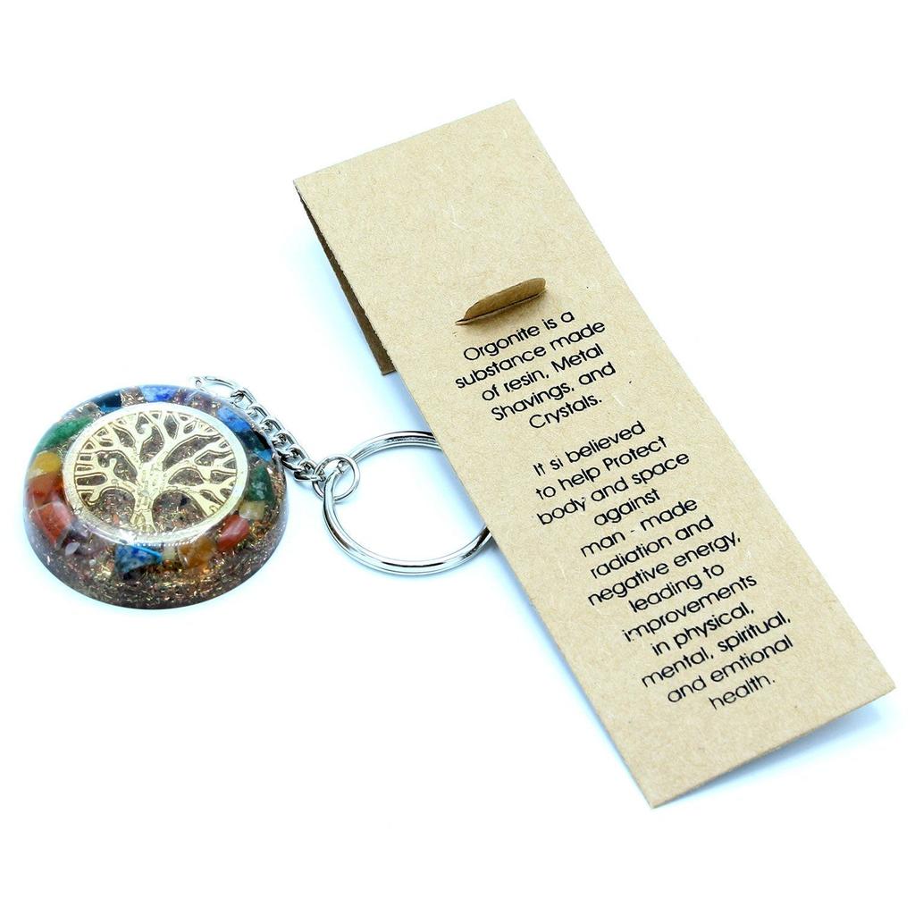 Orgonite Keychain Gemstone Chakra Tree of Life