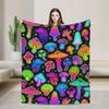 Colorful Mushrooms Blankets Psychedelic Flannel Throw Blankets Bedding Couch Printed Lightweight Bedspreads