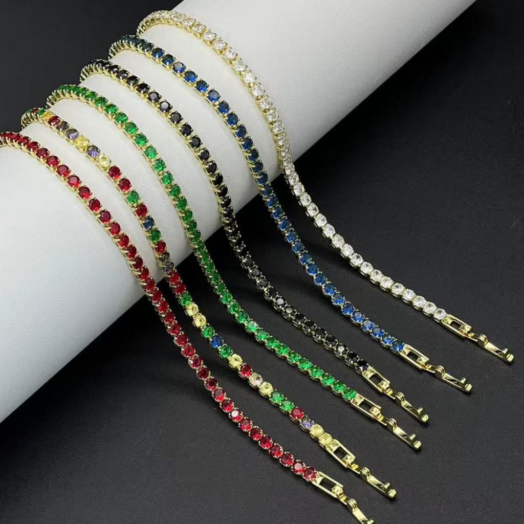 Mehrfarbiges 3N Zirkon Tennisarmband - Luxuriöser Europäischer & Amerikanischer Hip-Hop Stil