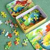 60pcs Jigsaw Cartoon Puzzle With Metal Box, Children's Early Education Animal Vehicle Puzzle, Parent-Child Interaction Game