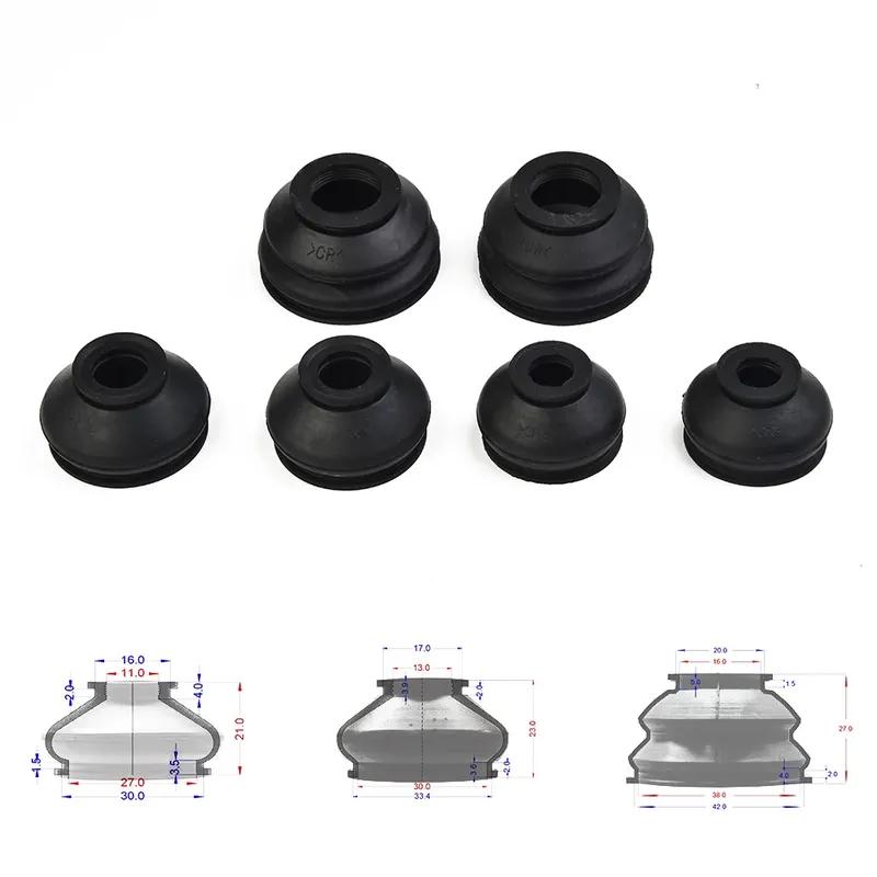 6x Turn To Rod Ball Head Dust Protection Rubber Cover Dust Cover Boot Set Black Ball Joint Boot Car Accessories