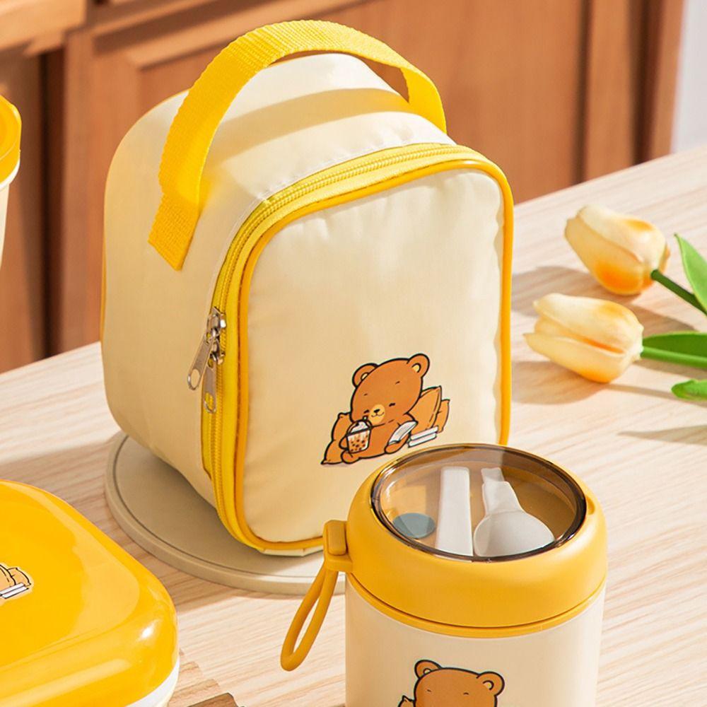 Round Barrel Food Storage Bag Large-Capacity Tote Lunch Bag Portable Lunch Box
