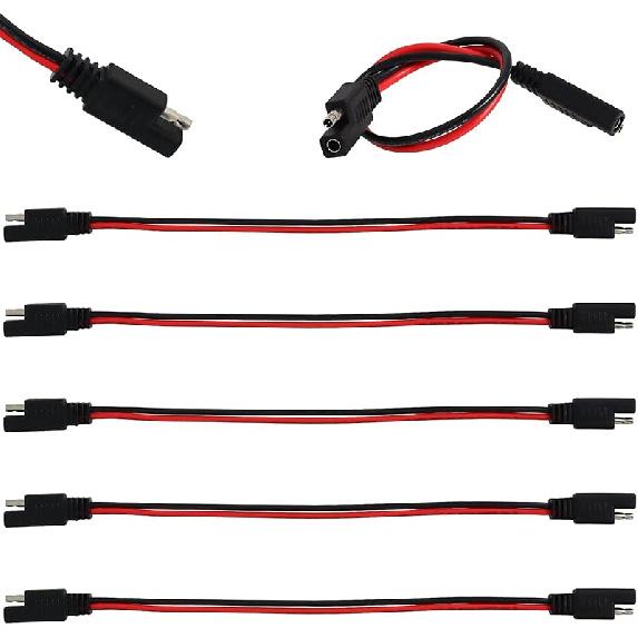 Wadoy 2 Pin Quick Disconnect Wire Harness SAE Connector 14 Gauge Heavy Duty Hight Capacity Battery Cable 10'' Leads(5 Pack)