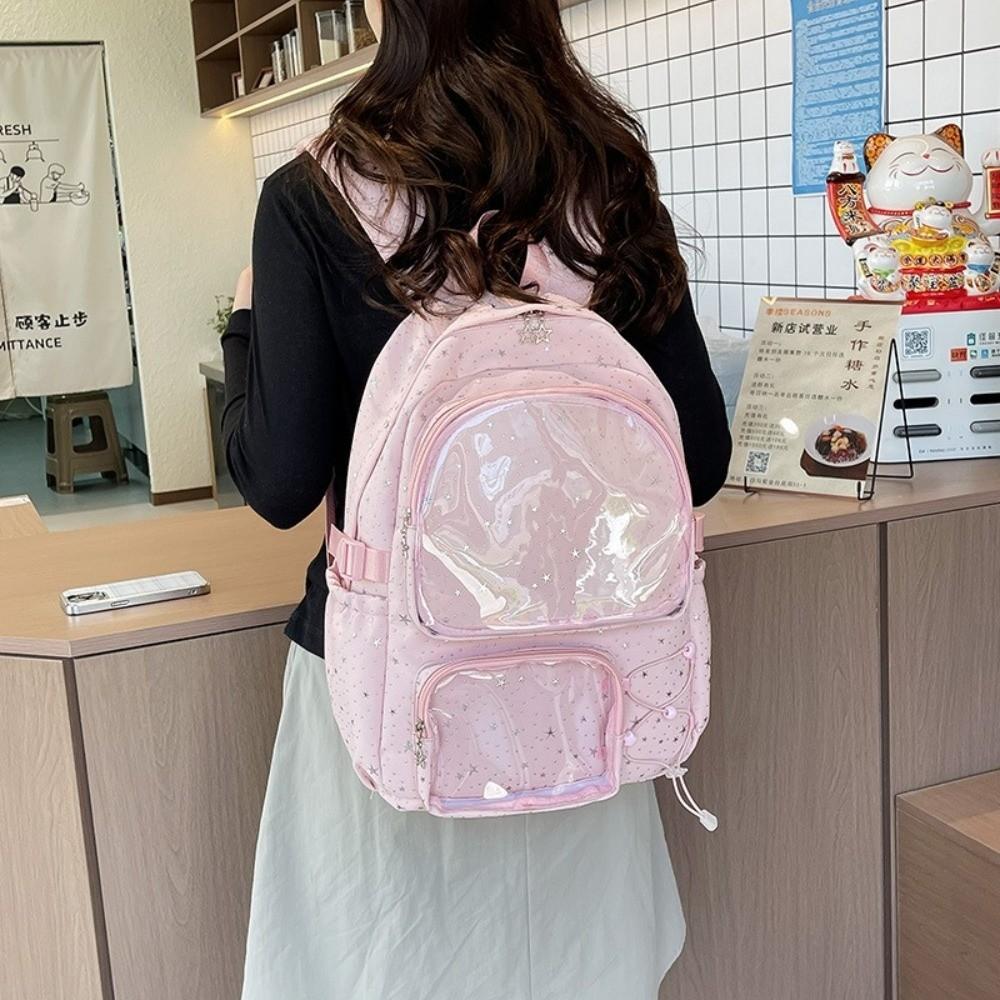 Oxford Stoff Stern Rucksack Druck Transparent Itabag Lässiger Nylon Rucksack Damen