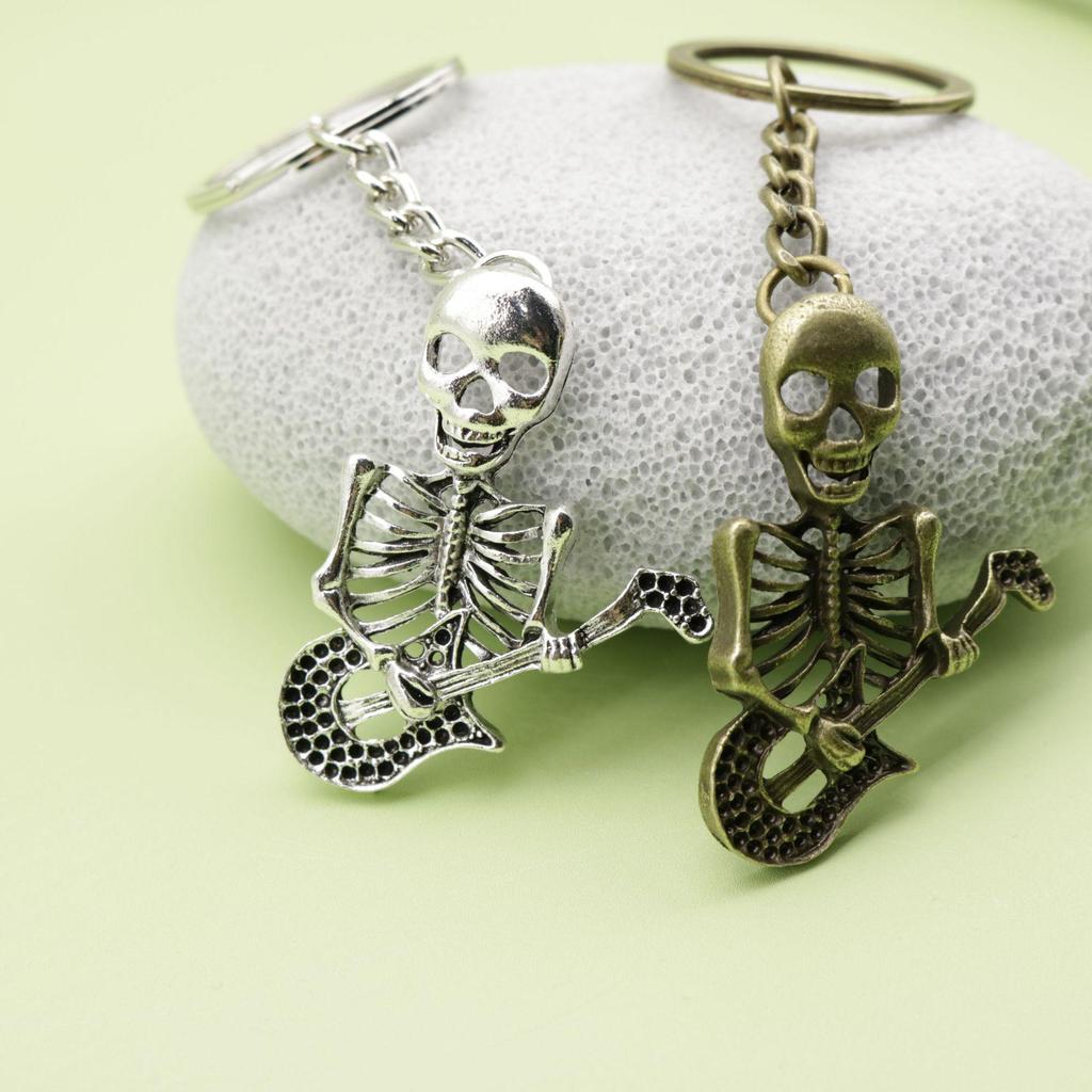 Skull Guitar Keychain Pendant - Simple Jewelry Design
