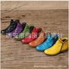 Women's round head artificial v-mouth women's leather boots side zipper Martin boots warm horseshoe heel women's shoes