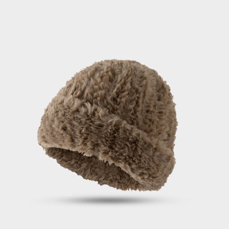 Gorro de lana de cabeza grande para mujer, gorro de moño tejido para otoño e invierno, gorros gruesos blancos cálidos
