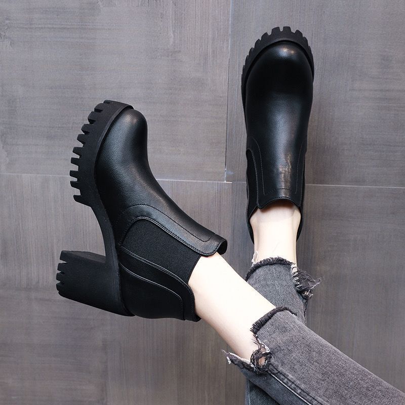 Fashion versatile and comfortable Martin boots women's 2025 autumn and winter new British style thick-soled high-heeled thin thick-heeled women's boot