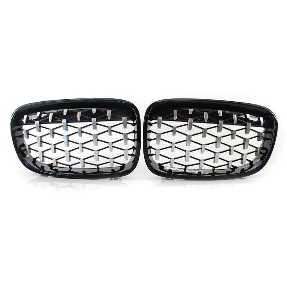 Chrome Black Diamond Kidney Grille Grill 1 Pair Outdoor Anti-resistance Repairing Parts for BMW 1 Series F20 F21 2011-2014
