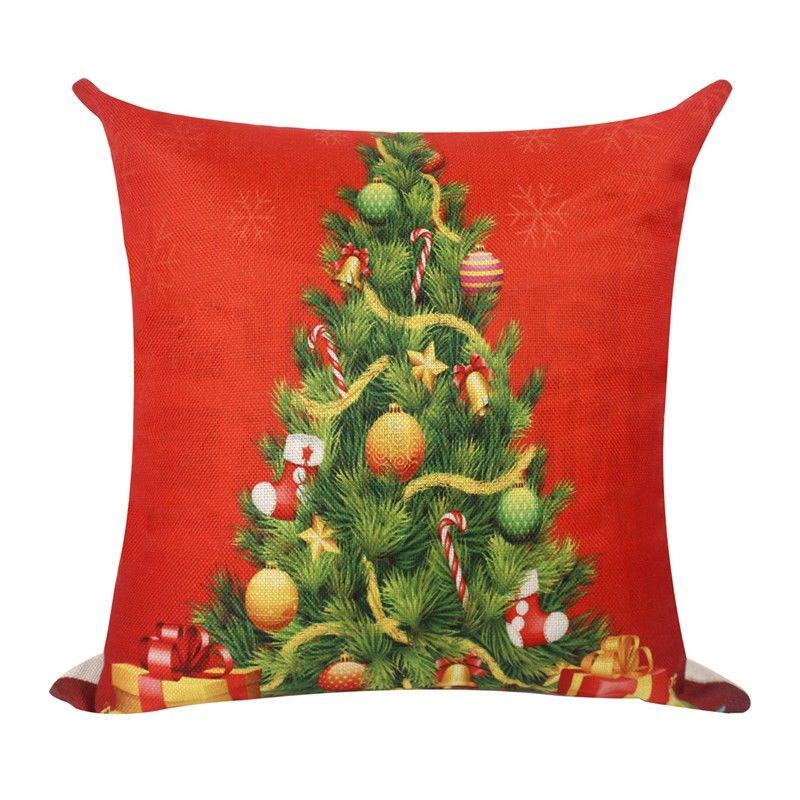 Luxurious 18'' Xmas Cotton Pillow Case Linen Cushion Cover For Merry Christmas Home Decoration