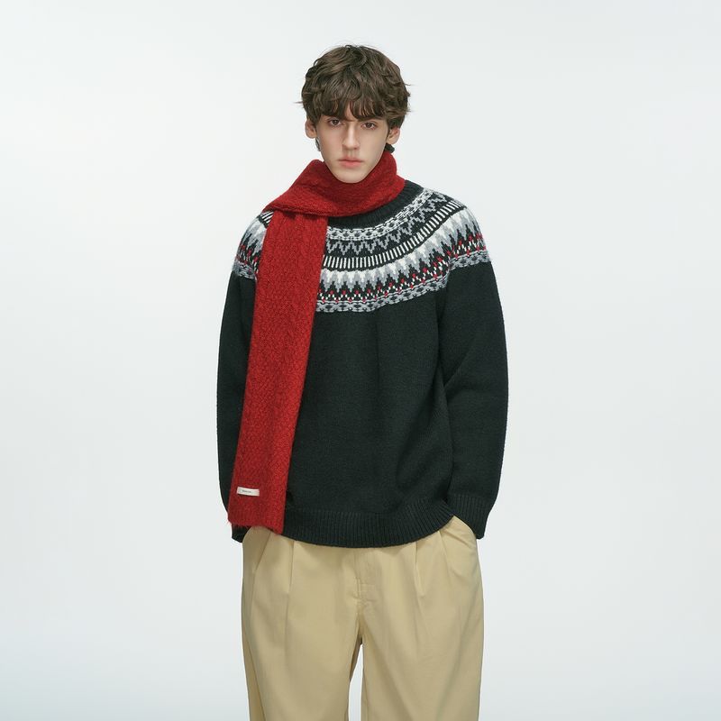 Dream Made Fair Isle Christmas Jacquard Old Money Sweater for Men, Autumn and Winter Thickened Lazy Style Couple Knitwear