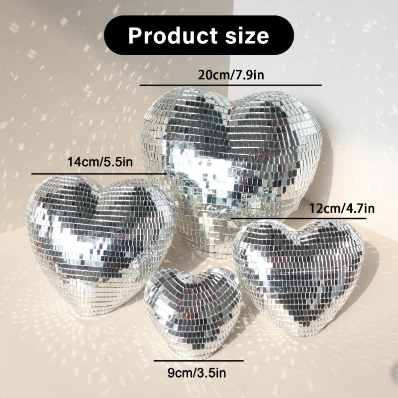 Valentines Day Inlaid Glass Heart Shape Discos Ball Nightlight LED Table Lamp Romantics Home Decoration Craft Gift