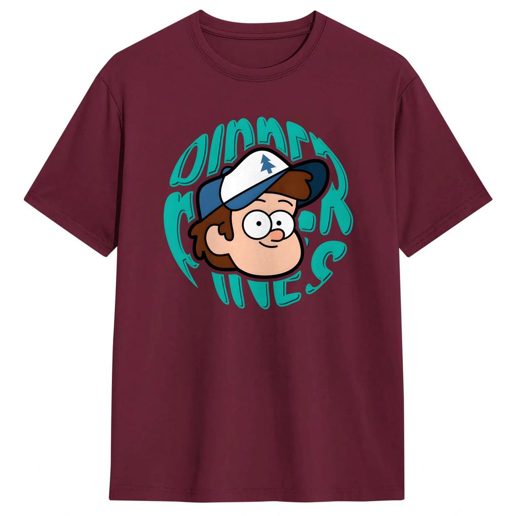 Dipper Pines Head TShirts Unisex GGravity Falls Novelty Pure Cotton Tee Shirt Crew Neck Short Sleeve T Shirts Original Clothing