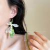 Green Island Beaded Flower Earrings: Spring Dopamine Style, Exaggerated Beach Vacation Jewelry for Women