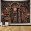 Magic Bookshelf Tapestry Gothic Witchy Potion Plant Tapestries Wall Hanging Window Moon Night Library Backdrop Small Tapestry