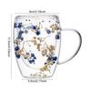 350ml Dried Flowers Double Wall Insulated High Borosilicate Glass Cup Double Walled Glass Cup Insulated Coffee Mug Drinking Cup