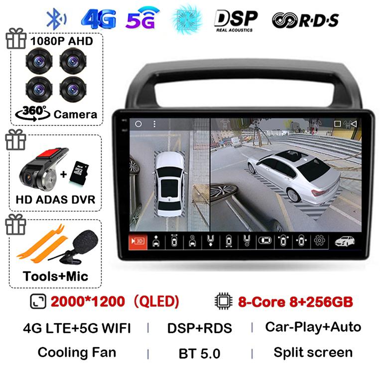 Android 14 WIFI+4G CarPlay Auto Car Radio For KIA Carnival VQ 2006 - 2014 Autoradio Multimedia Player Navigation GPS Stereo DSP