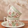 Ceramic Cup Coffee Cup Water Cup Mug Tea Cup Cup Retro Vintage Feel Blooming Flowers For Ladies Embossed Brass Plate Metal Trim