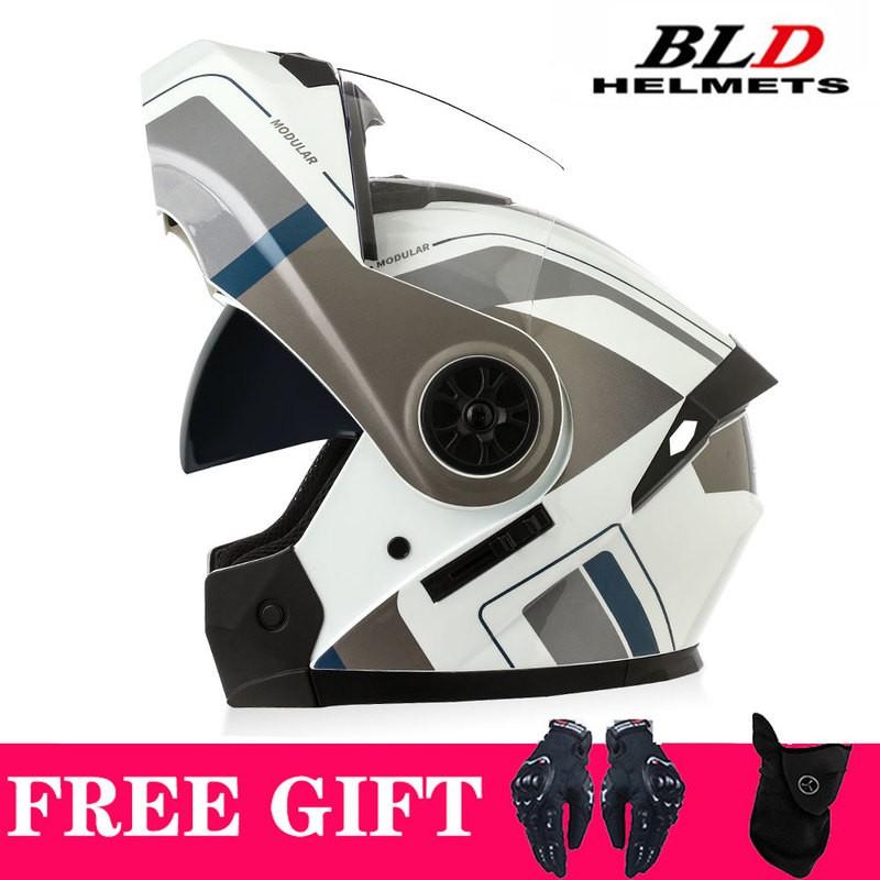 Full Face Motorcycle Helmet With Dual Visors Flip-Up Design Scooter E-Bike Riders
