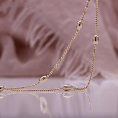 Fashion Beaded Chain Simple Style Bracelet Necklace Rose Gold Copper Sweater Chain Bracelet Necklace Women's Best Gift