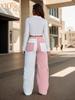 Rose Beauty A Fashionable And Personalized Street Style Patchwork Women's Pants