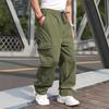 Outdoor commuting multi-pocket tooling trousers, men's summer drawstring elastic waist, wear-resistant straight tactical casual trousers