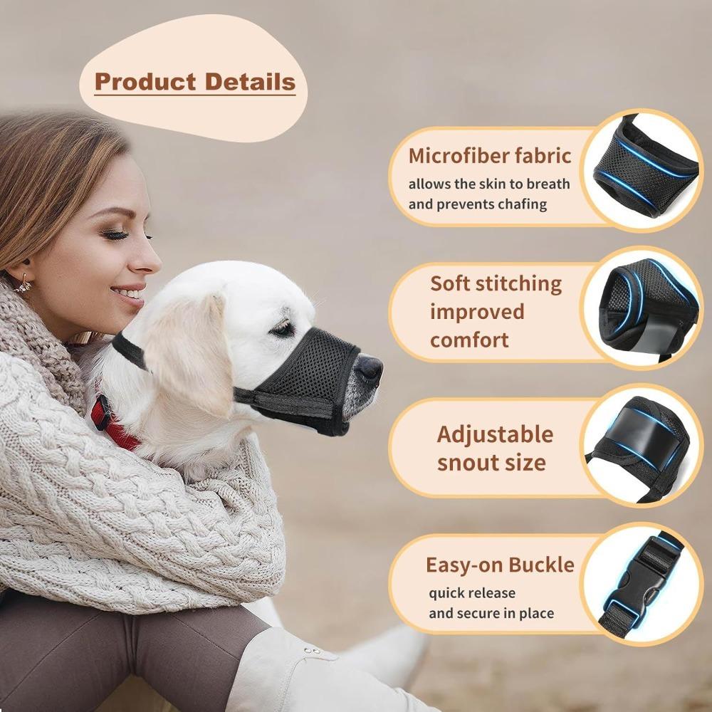 Soft Air Mesh Dog Muzzle for Small, Medium & Large Dogs – Anti-Bite, Anti-Bark, Anti-Chew, Breathable, Drinkable & Adjustable