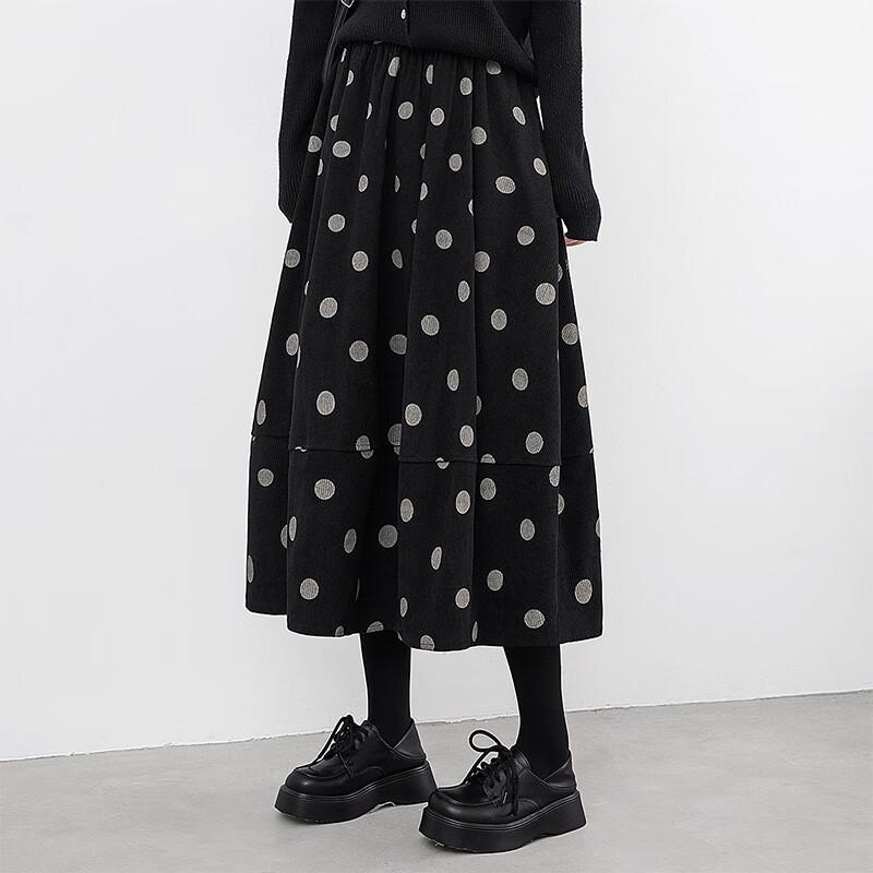Women's High-Waist Polka Dot A-Line Midi Skirt