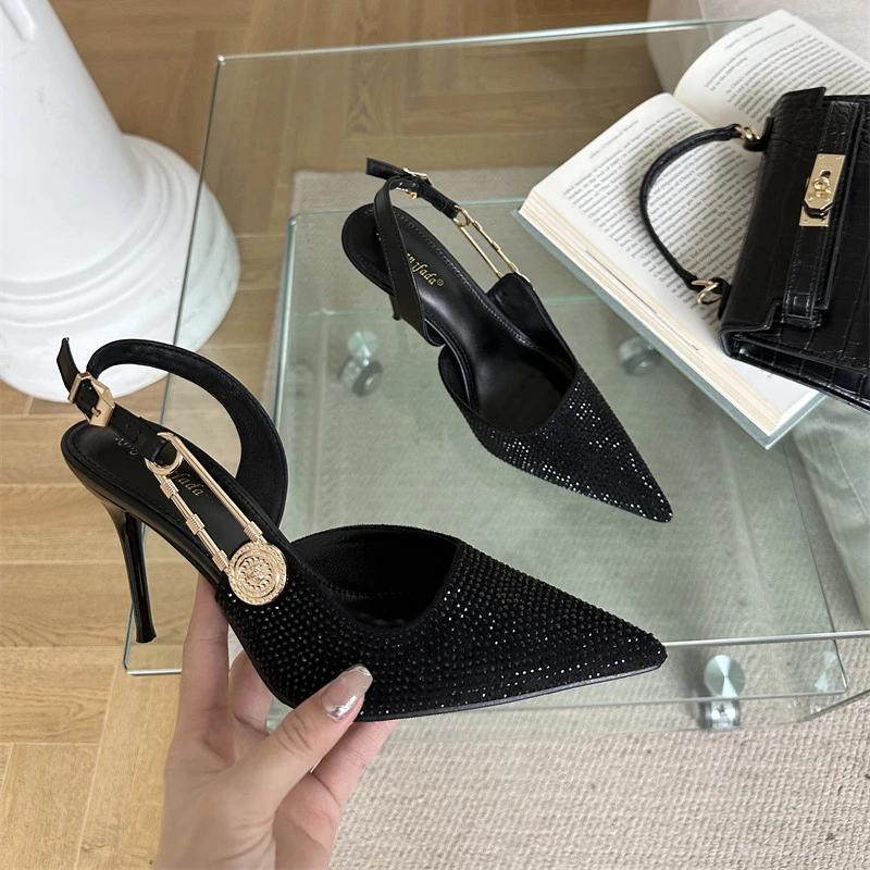 Fashion Comemorer Luxury Pointed High Heels Rhinestone Party Dress Sandals Women 2024 Fashion Elegant Sexy Office Gladiator Women Pumps